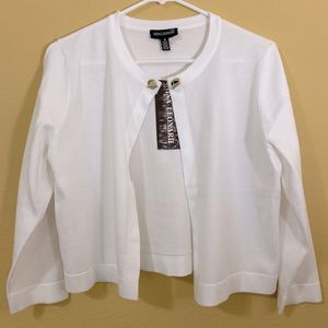 (New)Elegant white Cardigan with pretty gold metal detail on the front Size M